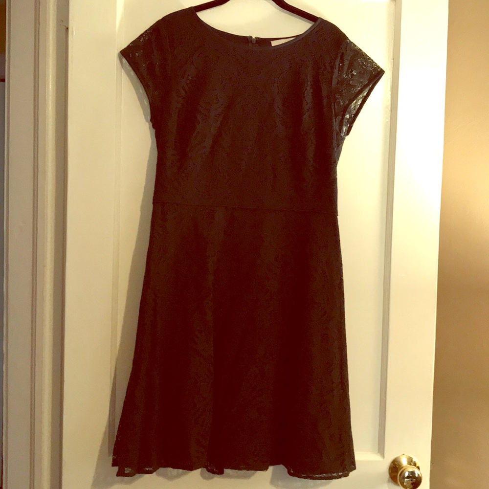 Worn once! LOFT Dark Green Lace A-Line Dress